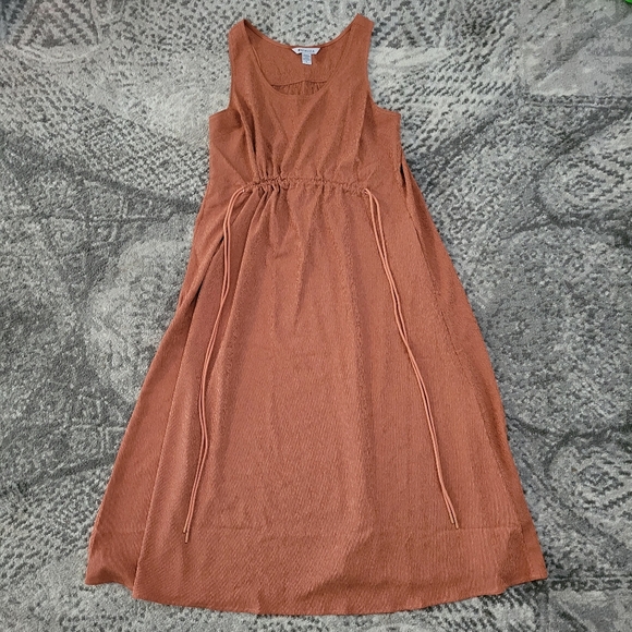 Athleta Echo Sleeveless Midi Crepe Dress NWOT Women’s Size Medium Bronze Rust - Picture 6 of 14